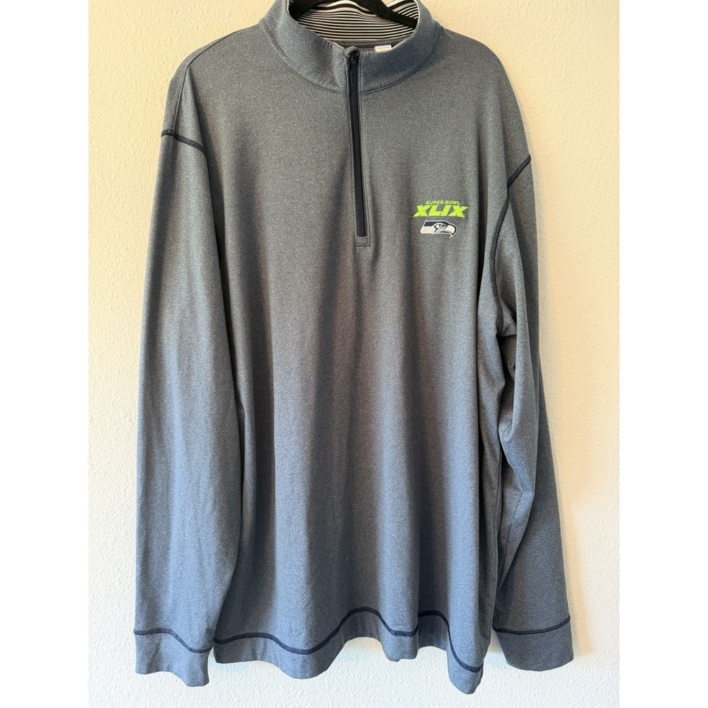 SEATTLE SEAHAWKS Super Bowl 1/4 Zip Pullover Shirt Jacket Cutter & Buck Size XXL